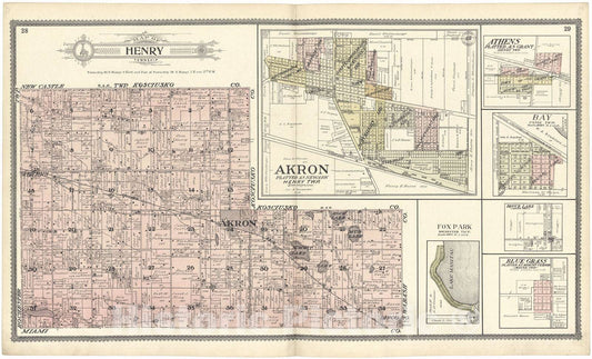 Historic 1907 Map - Standard Atlas of Fulton County, Indiana - Map of Henry Township