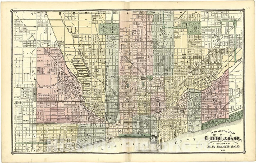Historic 1885 Map - Illustrated Atlas of Lake County, Illinois - New Guide Map of Chicago - Atlas of Lake County, Illinois, Illustrated