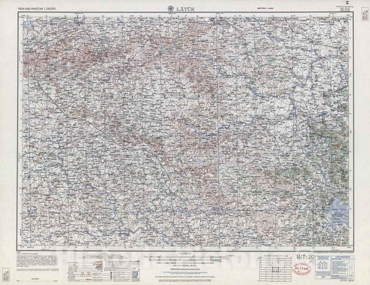 Historic 1955 Map - India and Pakistan 1:250,000. - Latur, 1961