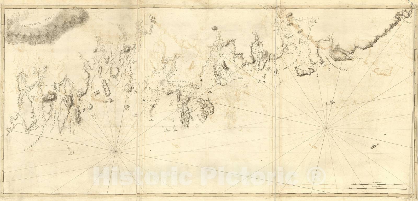Historic 1800 Map - The Atlantic Neptune - Coast of Maine from Gouldsboro Bay to Moose Cove