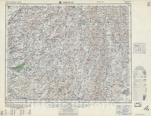 Historic 1955 Map - India and Pakistan 1:250,000. - Mekhtar, Pakistan 1959