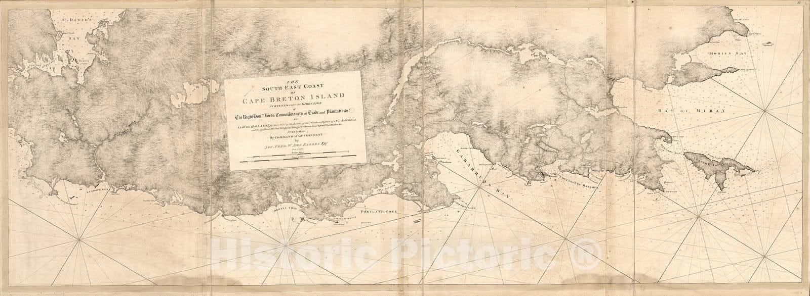 Historic 1800 Map - The Atlantic Neptune - S.E. Coast of Cape Breton Isl.
