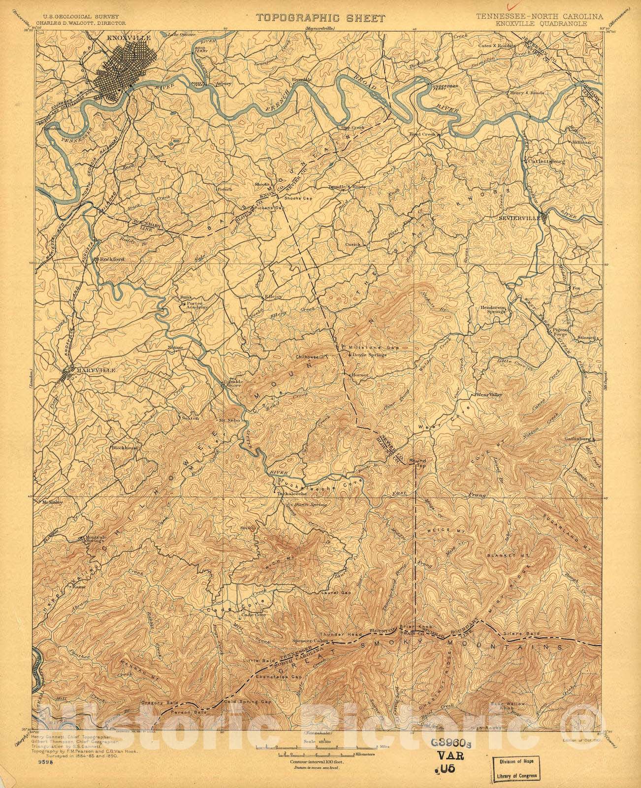 Historic 1892 Map - Tennessee. - Image 2 of Great Smoky Mountains