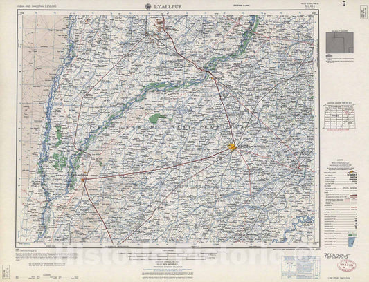 Historic 1955 Map - India and Pakistan 1:250,000. - Lyallpur, Pakistan 1959