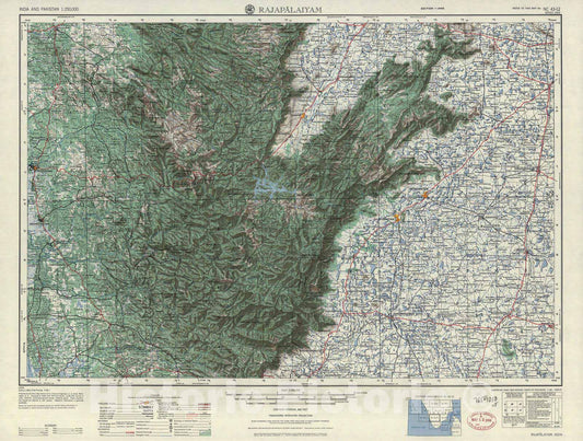Historic 1955 Map - India and Pakistan 1:250,000. - Rajapalaiyam, 1955