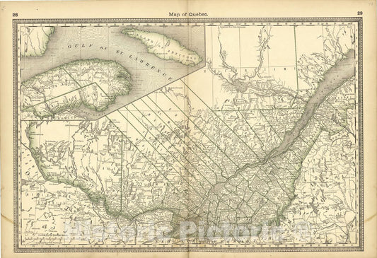 Historic 1882 Map - Historical Hand-Atlas, Illustrated - Map of Quebec - Historical Hand Atlas, Illustrated, General & Local