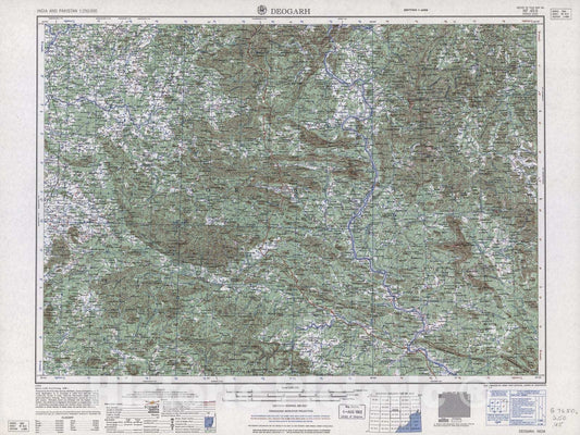 Historic 1955 Map - India and Pakistan 1:250,000. - Deogarh, 1962
