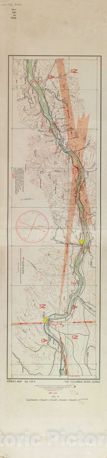 Historic 1924 Map - Aeronautical Strip maps of The United States. - No. 137a, 1931 - Air Corps map