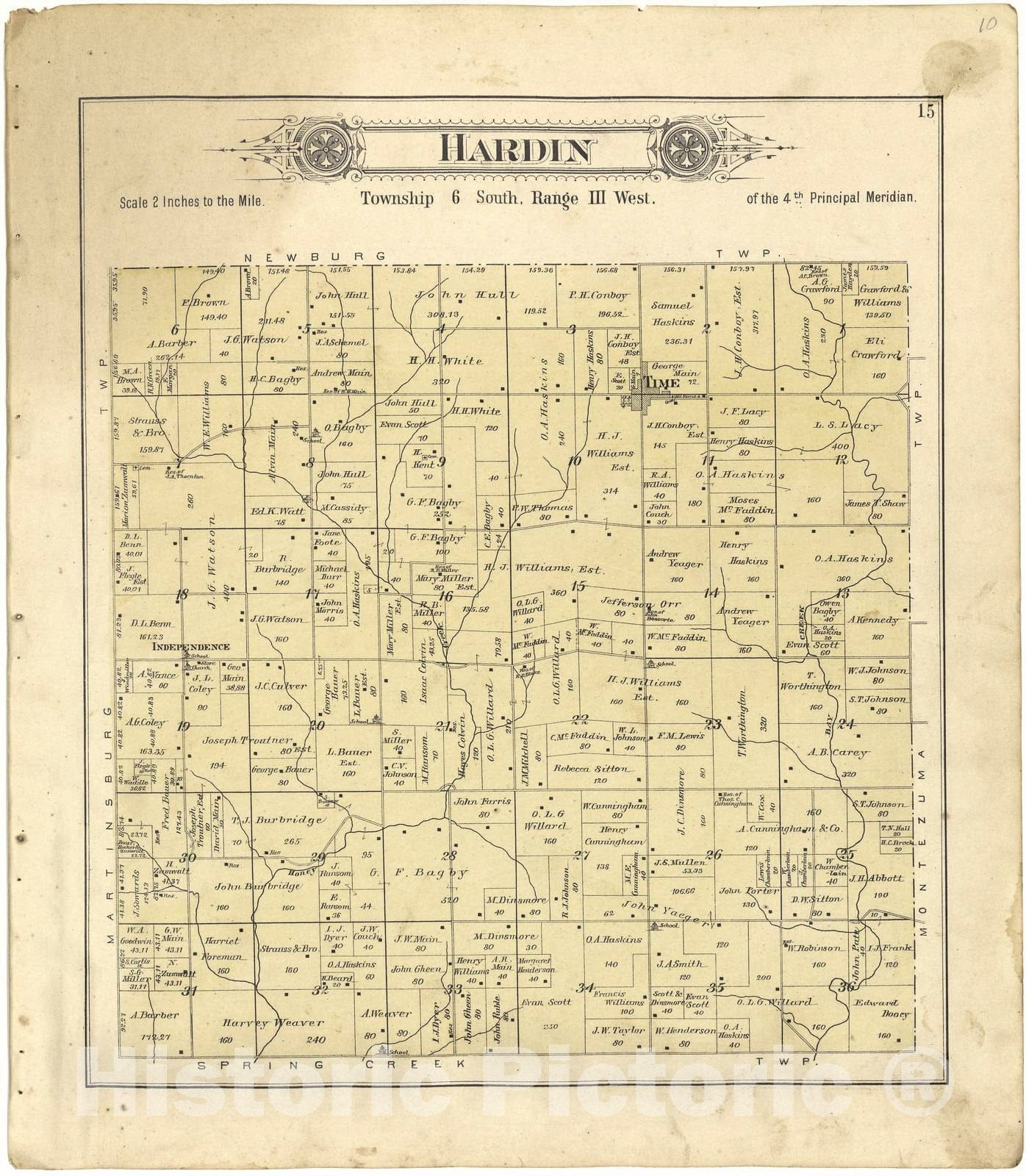 Historic 1895 Map - Plat Book of Pike County, Illinois - Hardin - Standard Atlas of Pike County, Illinois