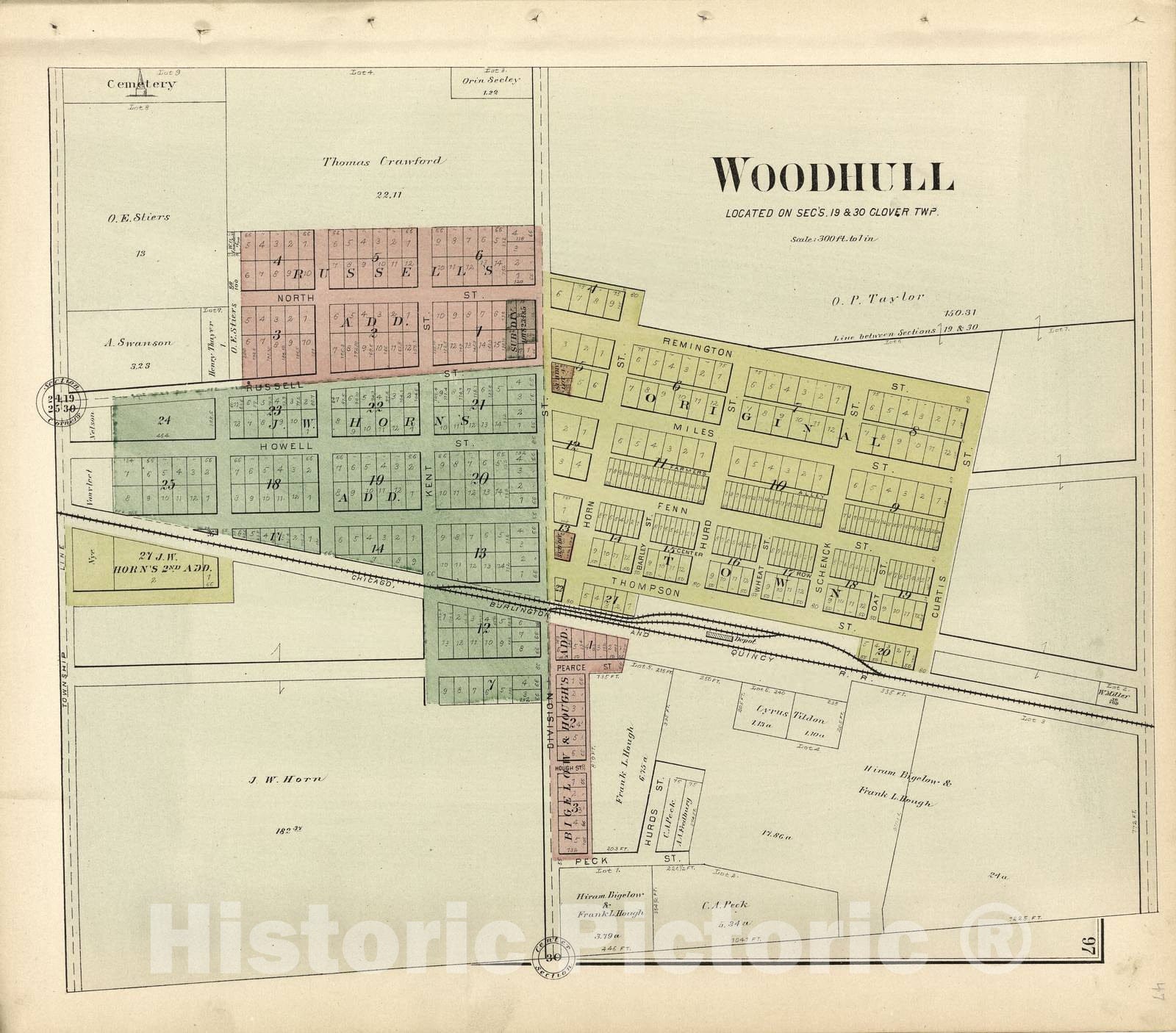 Historic 1893 Map - Plat Book of Henry County, Illinois - Woodhull