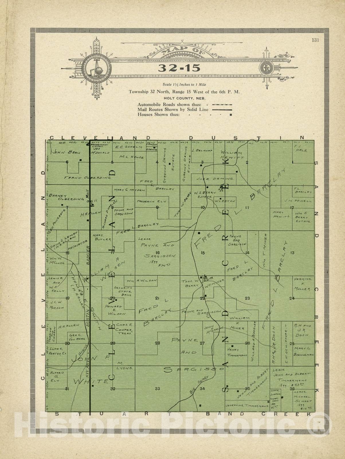 Historic 1915 Map - Atlas and plat Book of Holt County, Nebraska - Map of 32-15 - Standard Atlas and Directory of Holt County, Nebraska