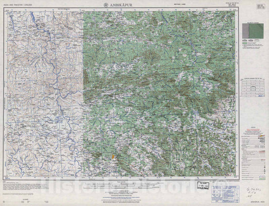 Historic 1955 Map - India and Pakistan 1:250,000. - Ambikapur, 1962