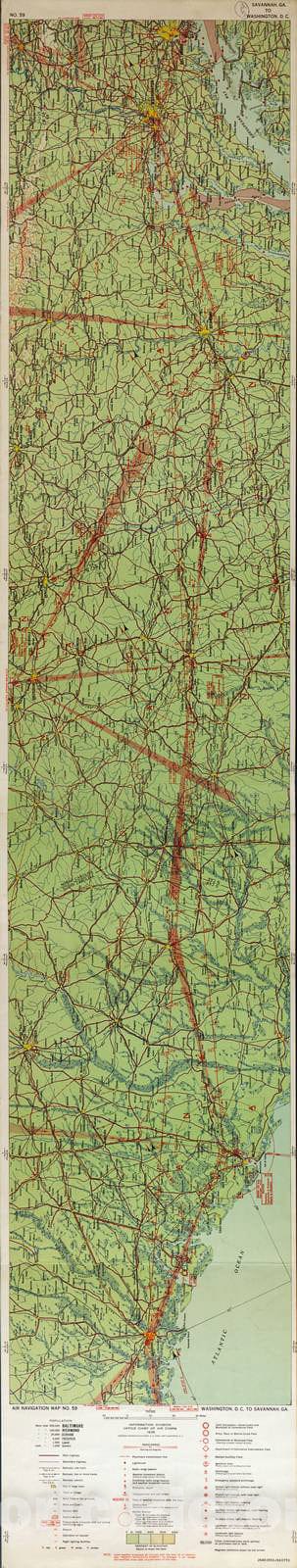 Historic 1924 Map - Aeronautical Strip maps of The United States. - No. 59, 1936 - Air Corps map