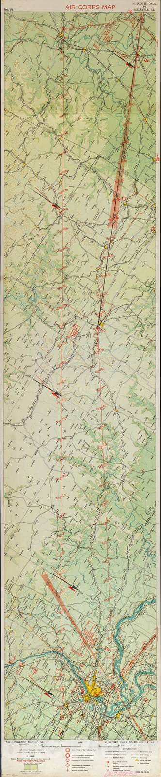 Historic 1924 Map - Aeronautical Strip maps of The United States. - No. 51, 1929 - rev. Mar. 1932 - Air Corps map