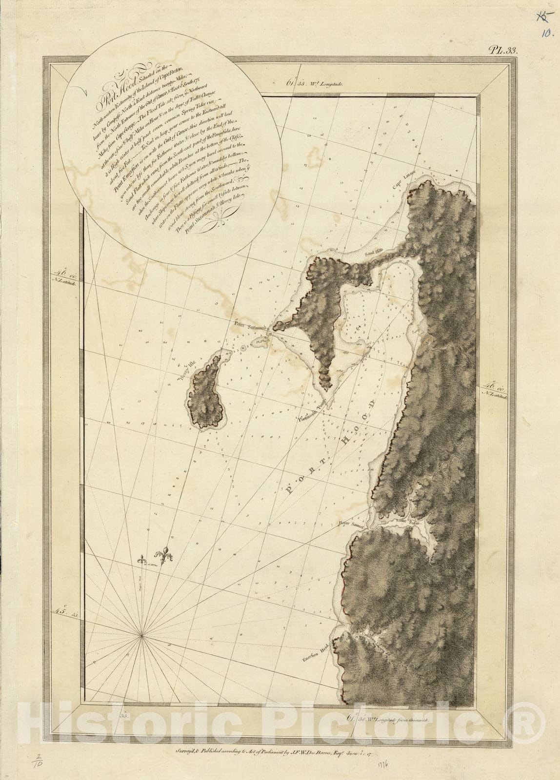 Historic 1800 Map - The Atlantic Neptune - Port Hood