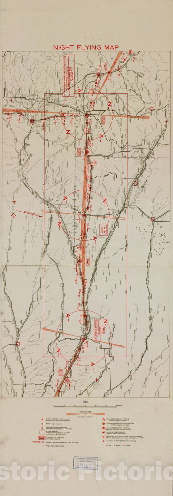 Historic 1924 Map - Aeronautical Strip maps of The United States. - No. 12 Verso - Air Corps map 2
