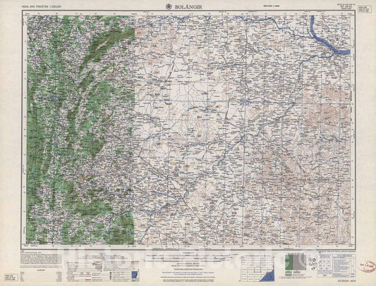 Historic 1955 Map - India and Pakistan 1:250,000. - Bolangir, 1960