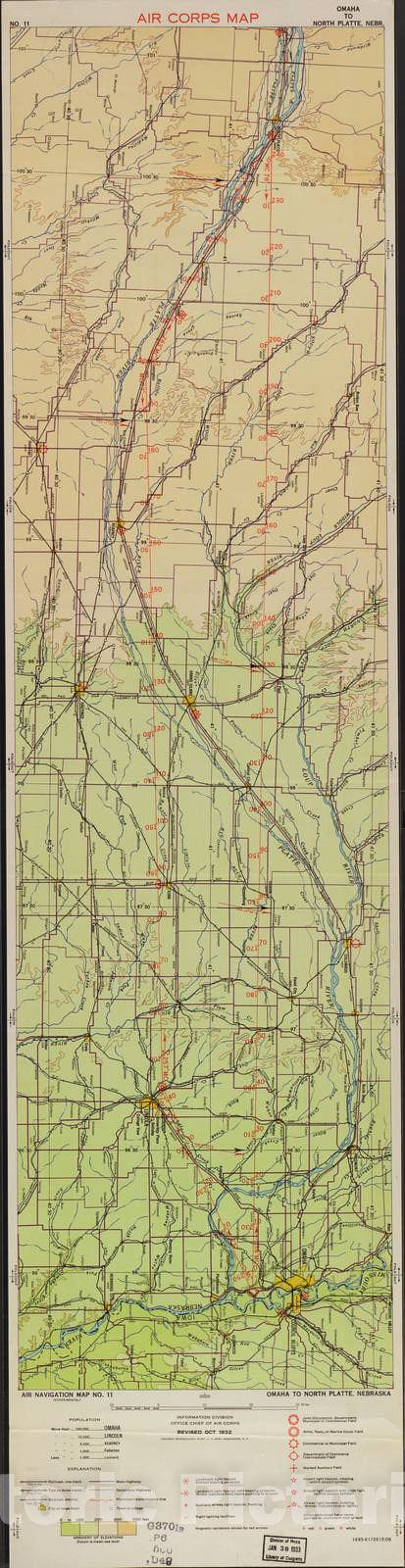 Historic 1924 Map - Aeronautical Strip maps of The United States. - No. 11 Verso - Air Corps map 2