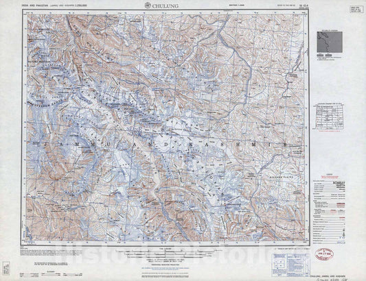 Historic 1955 Map - India and Pakistan 1:250,000. - Chulung, Jammu and Kashmir 1963