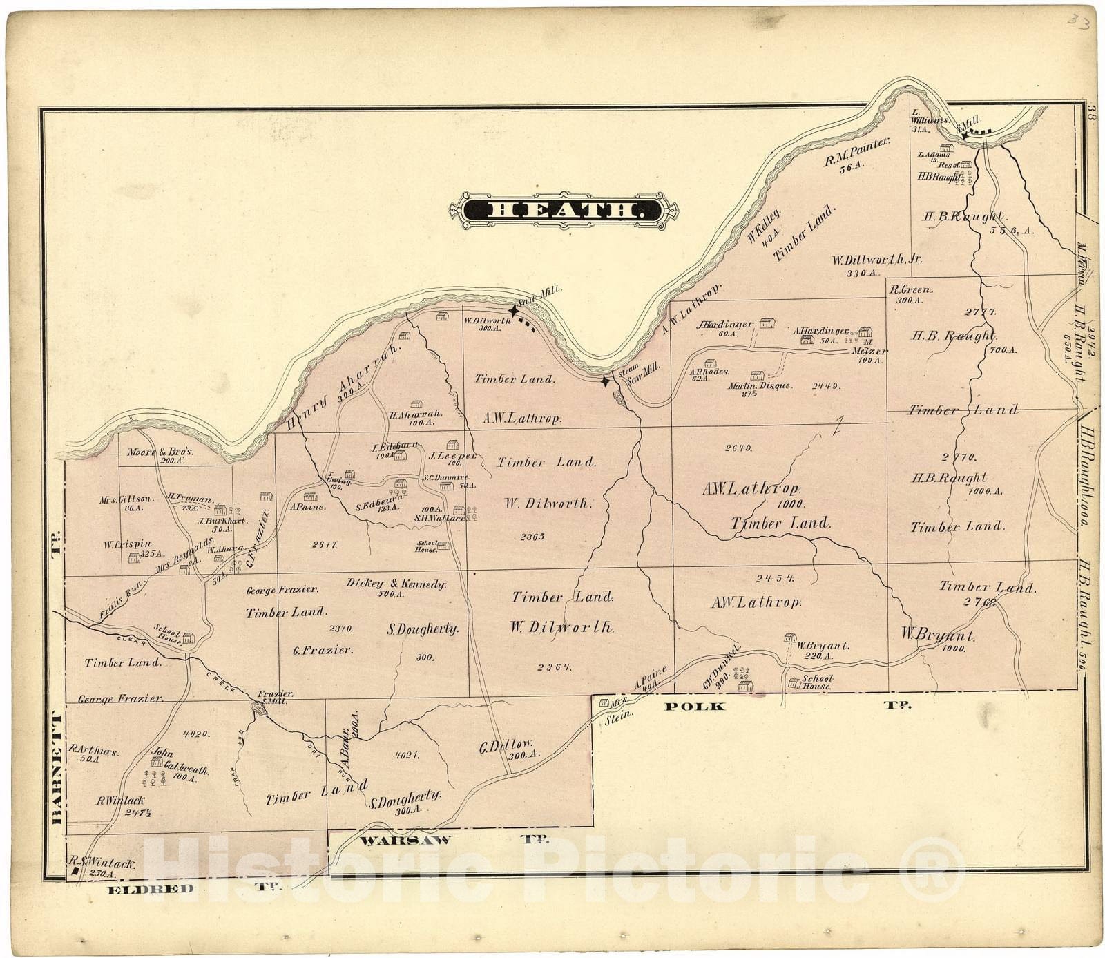 Historic 1878 Map - Atlas of Jefferson County, Pennsylvania - Heath