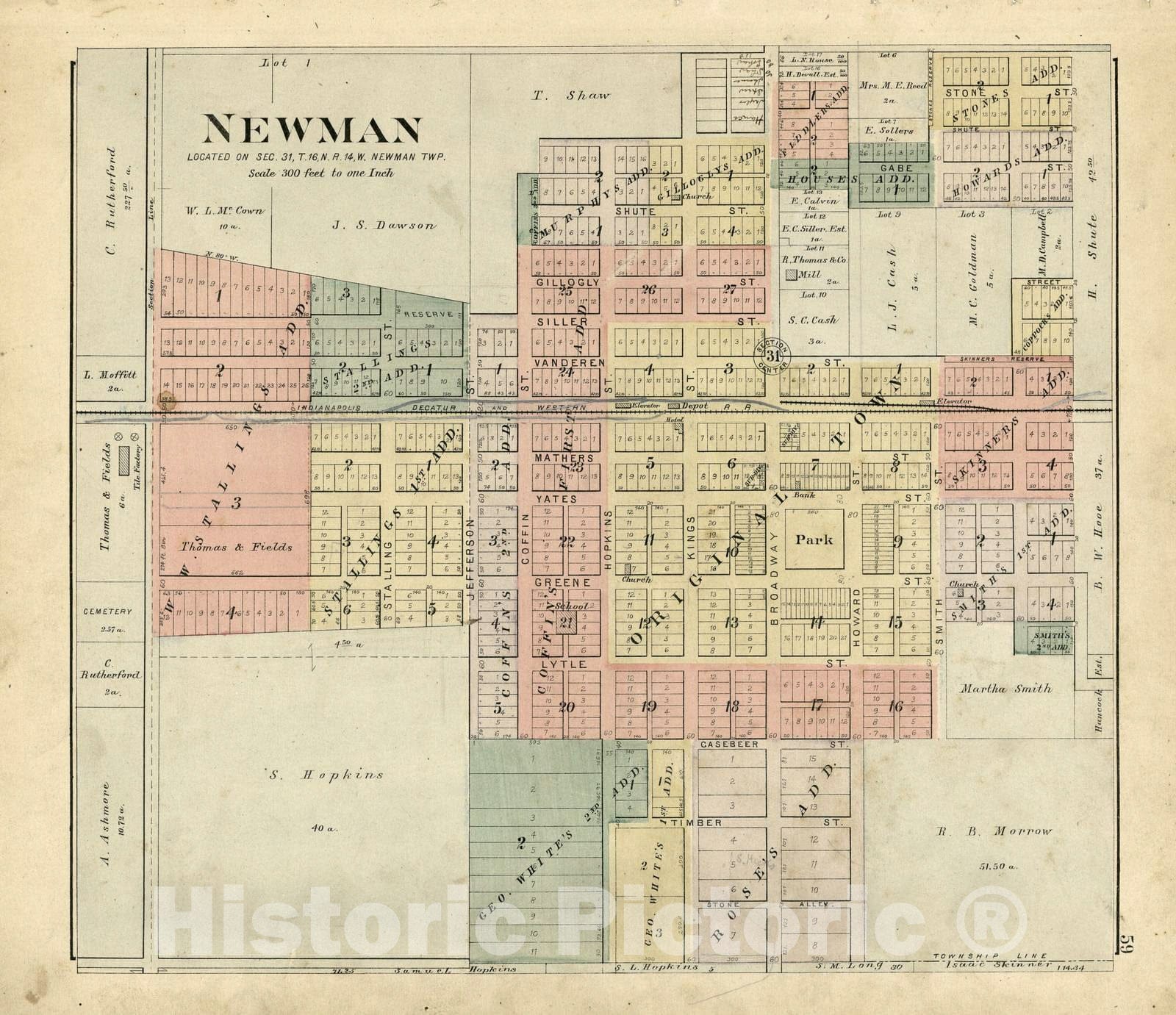 Historic 1893 Map - Plat Book of Douglas Co, Illinois - Newman - Plat Book of Douglas County, Illinois