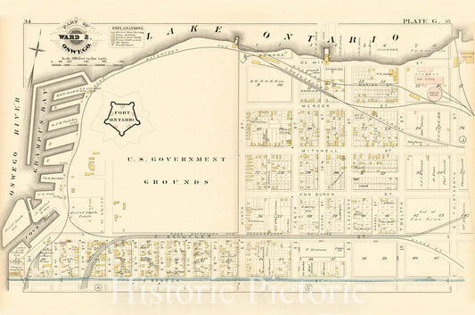 Historic 1880 Map - City Atlas of Oswego, New York - Part of Ward 2. Oswego. Plate G. - Atlas of The City of Oswego N.Y.