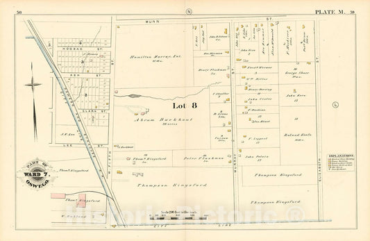 Historic 1880 Map - City Atlas of Oswego, New York - Part of Ward 7. Oswego. Plate M. - Atlas of The City of Oswego N.Y.