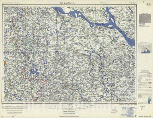 Historic 1955 Map - India and Pakistan 1:250,000. - Faridpur, 1959