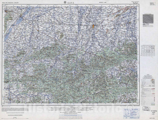 Historic 1955 Map - India and Pakistan 1:250,000. - Gaya, India 1962