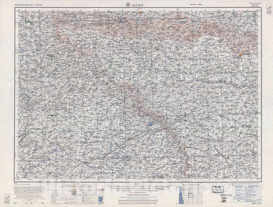 Historic 1955 Map - India and Pakistan 1:250,000. - Barsi, India 1960