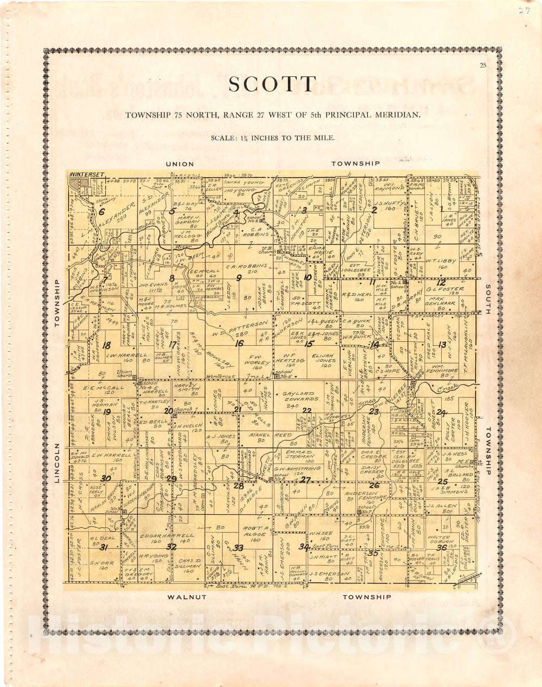 Historic 1912 Map - Atlas of Madison County, Iowa - Scott - Madison County Atlas