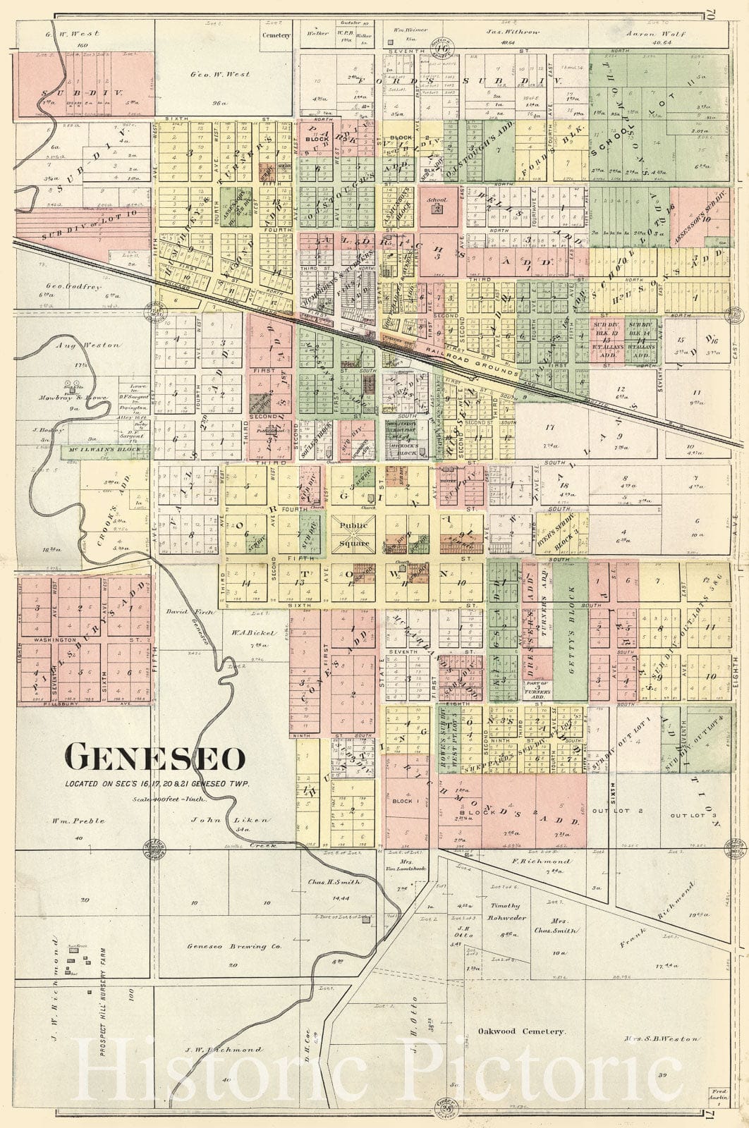Historic 1893 Map - Plat Book of Henry County, Illinois - Geneseo 2
