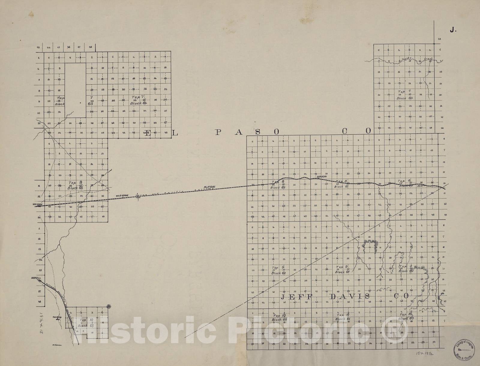 Historic 1893 Map - Map of El Paso County, Texas. - Sheet j