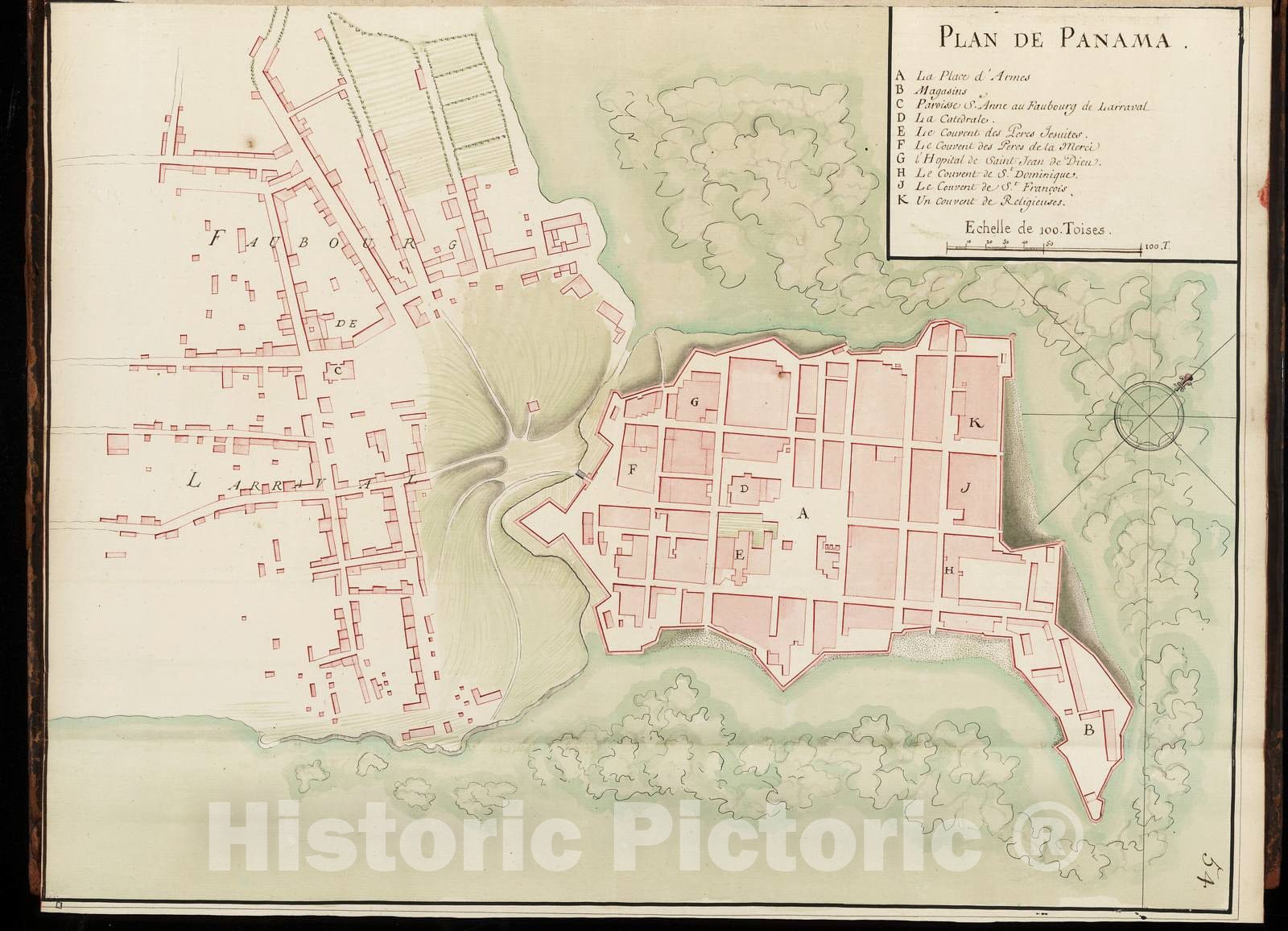 Historic 1745 Map - Cartes et Plans de l'Amerique. - Plan de Panama - Cartes geograp Ameriqu