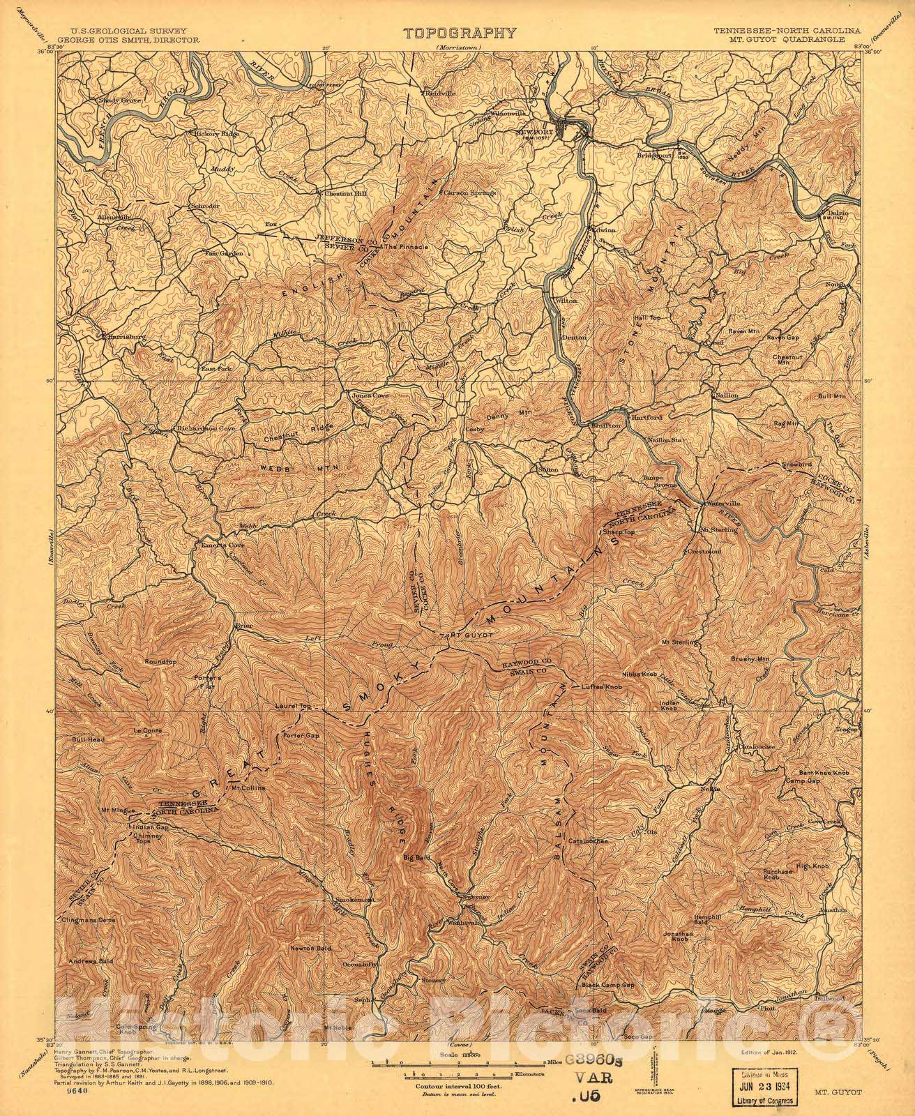 Historic 1892 Map - Tennessee. - Image 4 of Great Smoky Mountains