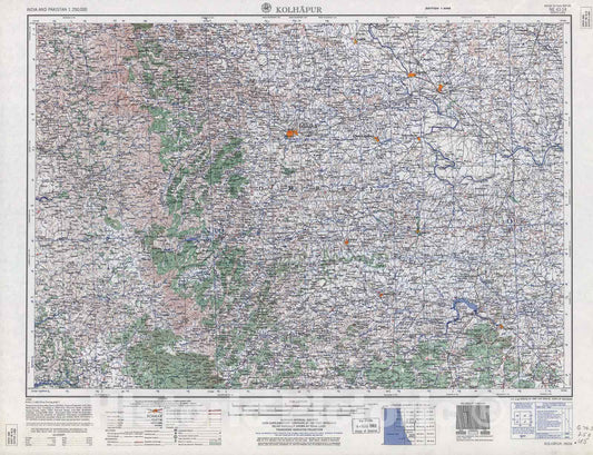 Historic 1955 Map - India and Pakistan 1:250,000. - Kolhapur, 1962