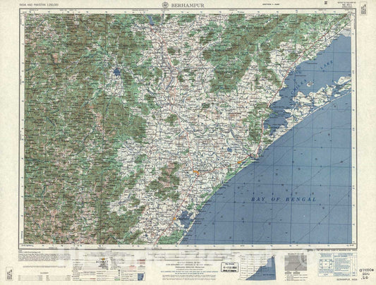 Historic 1955 Map - India and Pakistan 1:250,000. - Berhampur, 1959