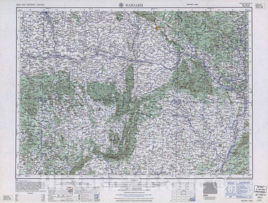 Historic 1955 Map - India and Pakistan 1:250,000. - Raigarh, 1962