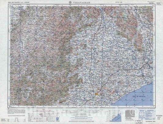 Historic 1955 Map - India and Pakistan 1:250,000. - Vizianagram, 1963