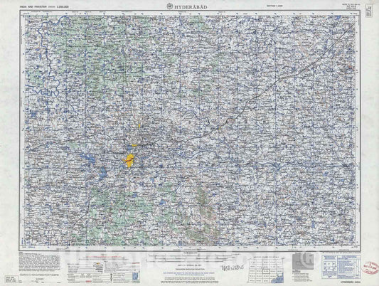 Historic 1955 Map - India and Pakistan 1:250,000. - Hyderabad, 1963