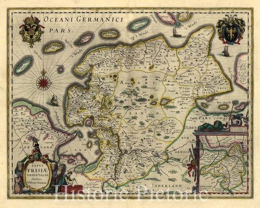 Historic 1647 Map - Le Theatre du Monde, ou, Novvel Atlas - East Friesland, Germany - Novvel Atlas