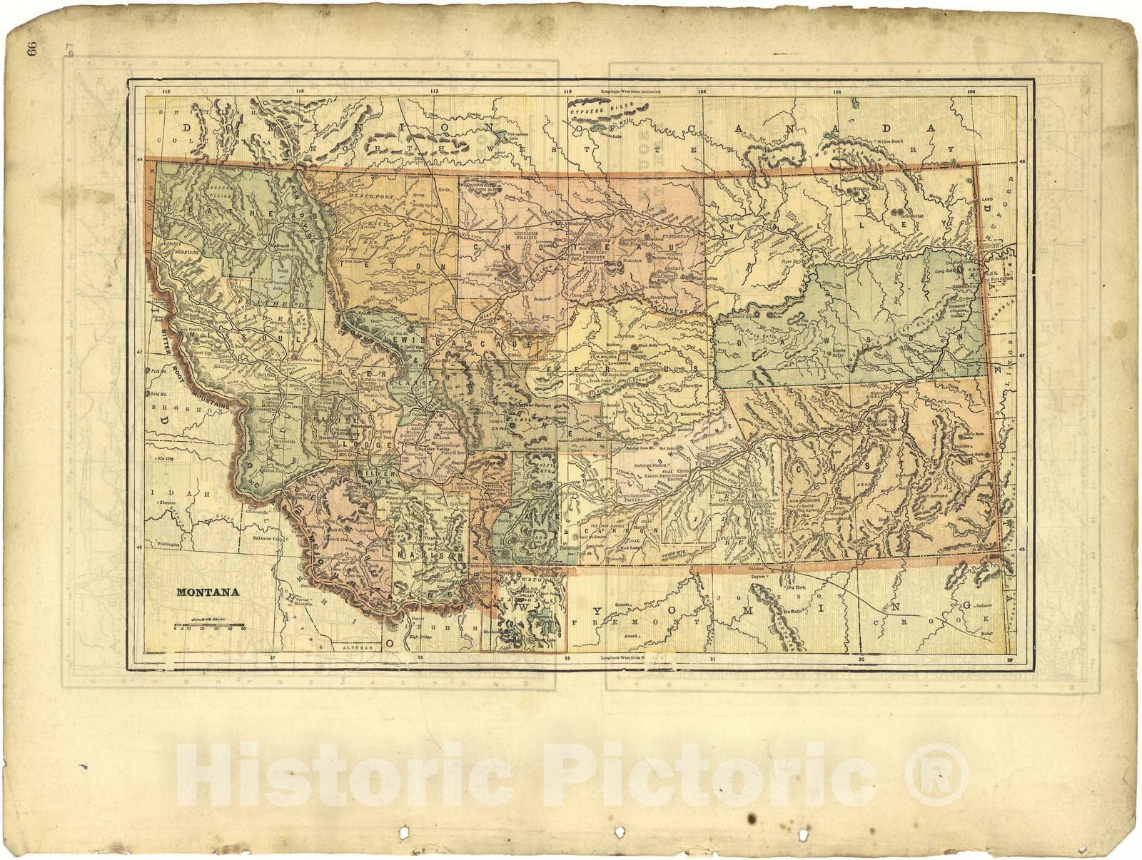 Historic 1896 Map - Riddell's Greene County Atlas, 1896. - Montana - Riddell's Atlas of Greene County, Ohio :