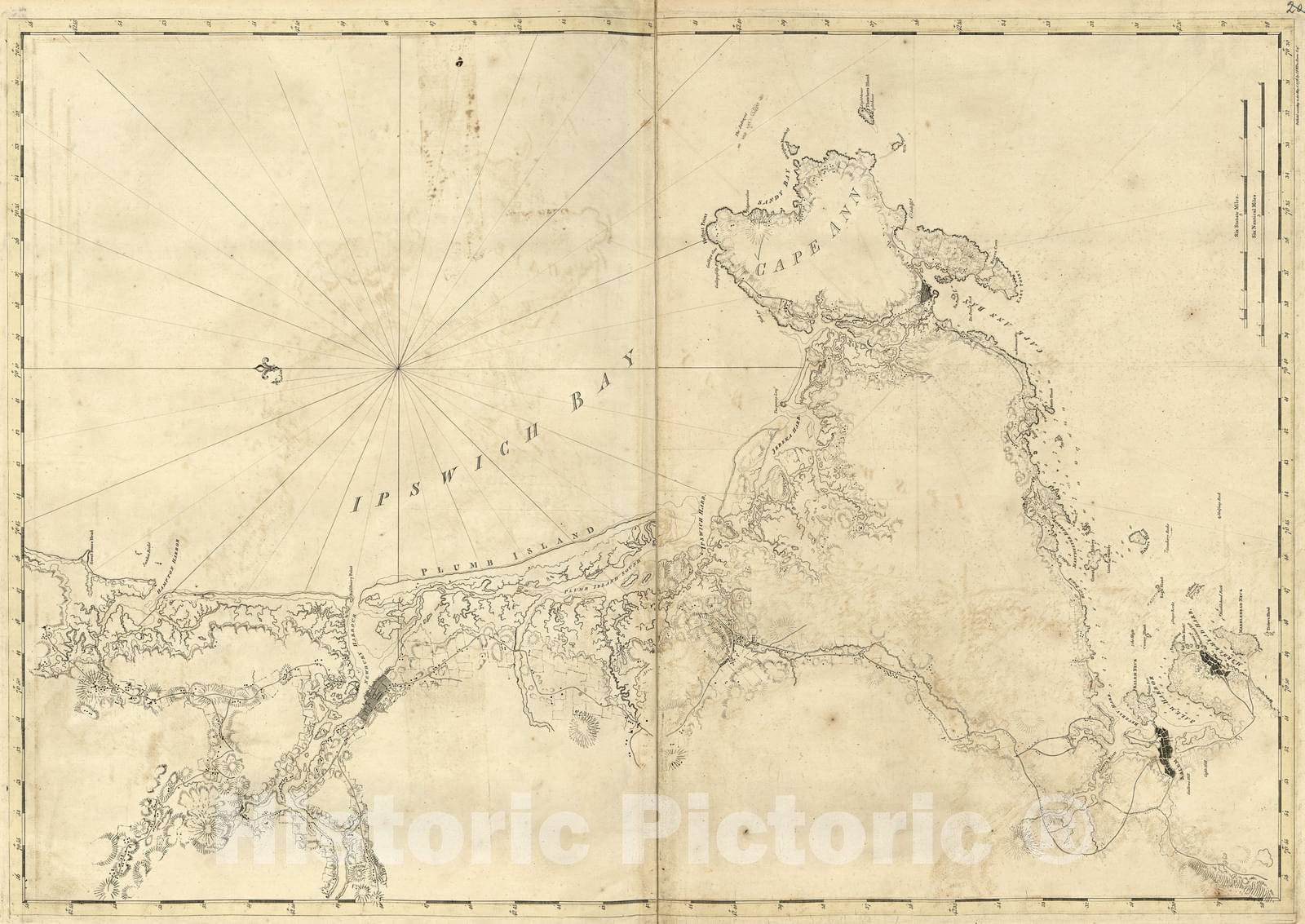 Historic 1800 Map - The Atlantic Neptune - Coast from Great Boars Head to Marblehead