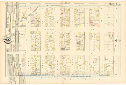 Historic 1880 Map - City Atlas of Oswego, New York - Part of Ward 6. Oswego. Plate B. - Atlas of The City of Oswego N.Y.