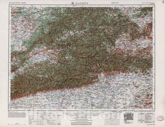 Historic 1955 Map - India and Pakistan 1:250,000. - Ellichpur, 1956