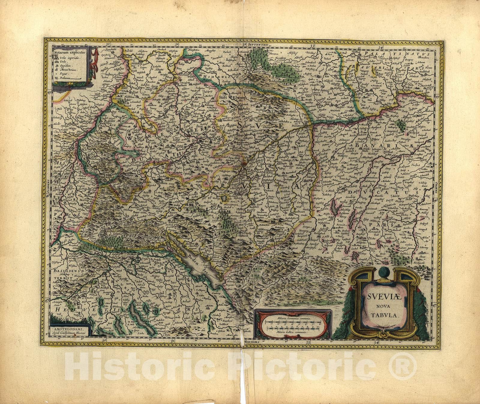 Historic 1647 Map - Le Theatre du Monde, ou, Novvel Atlas - Swabia - Novvel Atlas