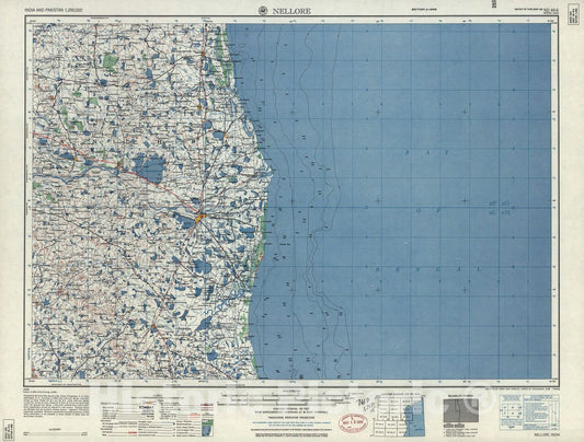 Historic 1955 Map - India and Pakistan 1:250,000. - Nellore, 1959