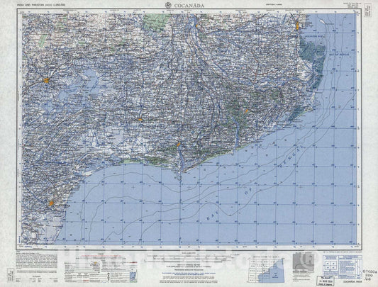 Historic 1955 Map - India and Pakistan 1:250,000. - Cocanada, 1963