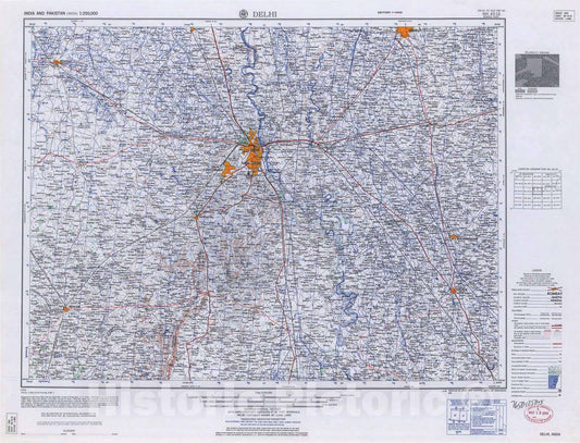 Historic 1955 Map - India and Pakistan 1:250,000. - Delhi, India 1962