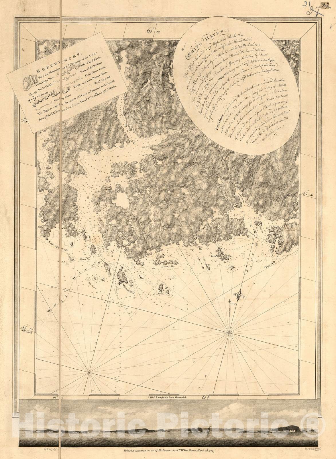 Historic 1800 Map - The Atlantic Neptune - White Haven